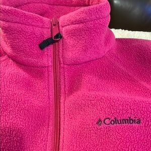 Columbia Pink Fleece Jacket with High Collar and Zipper